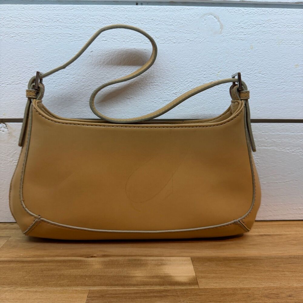 Nine West Tan Leather Shoulder Bag Small Purse Y2K Minimalist Handbag NWOT